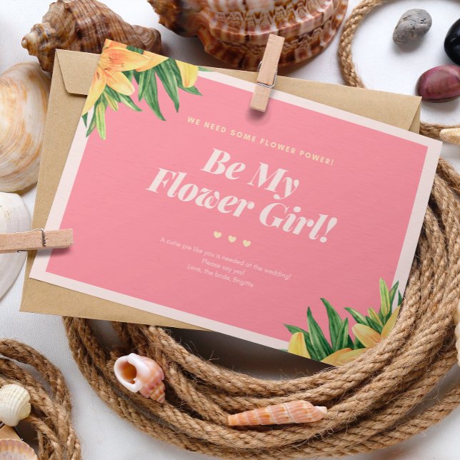 Cartão de Menina de Flores de Casamento Tropical (Criador carregado)