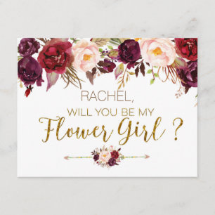 Cartão de Menina de Flores de Outono Floral