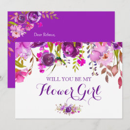 Cartão de Menina de Flores Floral Borgonha