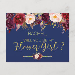 Cartão de Menina de Flores para Outono Floral Você