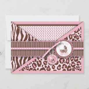 Cartão de Menina Guepardo Rosa