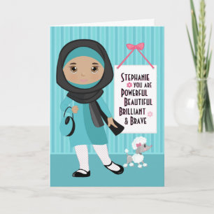Cartão de Menina Muçulmana Bonita e Corajosa