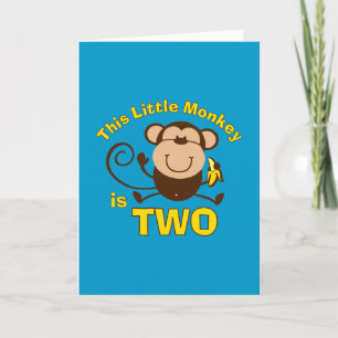 Cartão de Menino de segundo aniversário Macaco