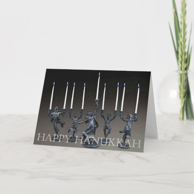 Cartão de Menorah Hanukkah da dança (Frente)