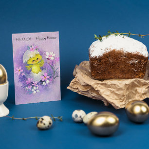 Cartão de mensagem de adição do pintinho de Páscoa