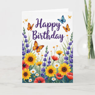 Cartão de Mensagem de Aniversário Floral