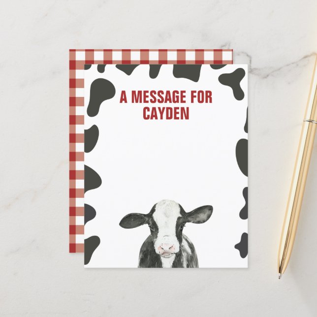 Cartão de Mensagem de Cápsula do Primeiro Aniversá (Frente/Verso In Situ)