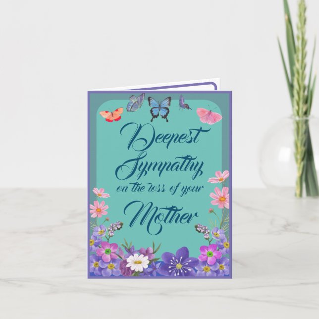 Cartão De Mensagem De Condolência Floral Por Perda (Frente)