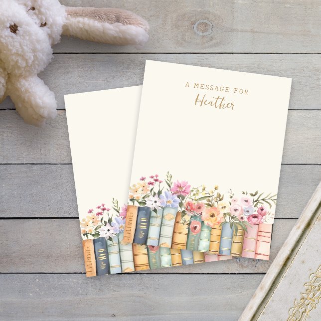 Cartão de Mensagem de Livros (Watercolor Wildflower Books Message Card by Painted Paperie
)