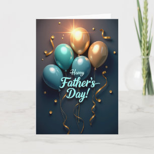 Cartão de Mensagem do Dia dos Pais em Dourado Turq