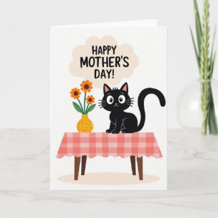 Cartão de Mensagem Gato Xadrez Flores