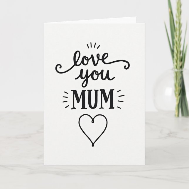 Cartão de Mensagem Simples Amo Você Mamãe (Frente)