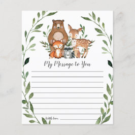 Cartão de Mensagem Verde Rustic Woodland Animal