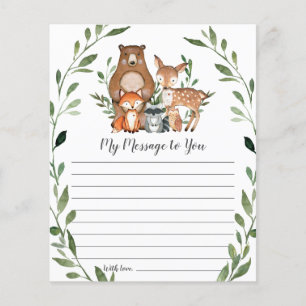 Cartão de Mensagem Verde Rustic Woodland Animal