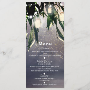 Cartão de Menu Árvore Chorona e Luzes de Jarro de