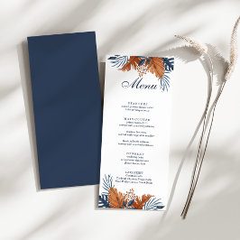 Cartão de Menu Azul Monstera para a Midnight