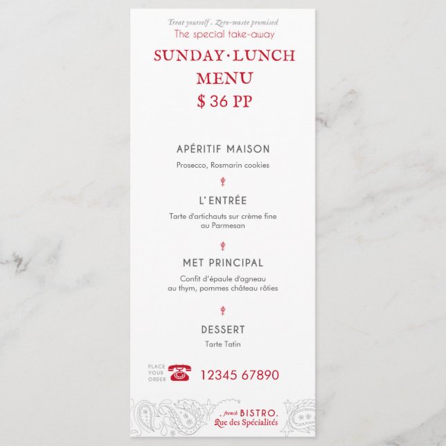 Cartão de Menu Bistro (Frente)