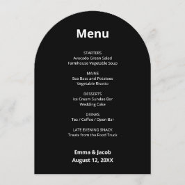 Cartão de Menu Black Modern Wedn