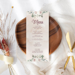 Cartão de Menu Boho Blush Pink Floral Boho