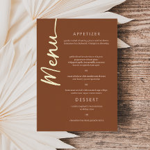 Cartão de Menu Boho Brown Terracotta Gold Foil