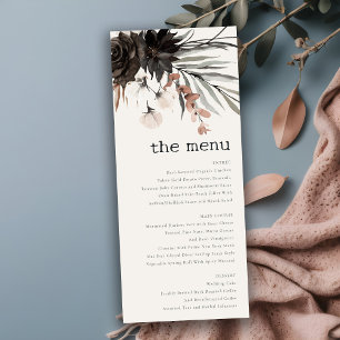 Cartão de Menu Boho Gothic Rust Black Botanical