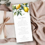 Cartão de Menu Boho Minimal Amarelo-Limão-Limão-Mí<br><div class="desc">Coleção de Tema do Jardim de Limão Amarelo Boho Watercolor.- é um roteiro elegante, aquarela Ilustração de um bando de limão amarelo-boho perfeito para sua primavera de verão e suas festas de casamento e de boho country. É muito fácil personalizar, com seus detalhes pessoais. Se você precisar de outro produto...</div>