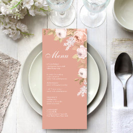 Cartão de Menu Boho Pink Peonies Wedding