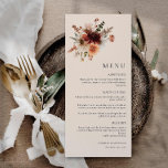 Cartão de Menu Boho Wildflower<br><div class="desc">Preencha a decoração do casamento com este cardápio de flor silvestre. O delicado design floral adiciona um charme cômico e rústico ao seu dia especial. Itens correspondentes em nossa Coleção de Casamentos Florais de outono - Design do Partido Cava</div>