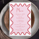 Cartão de menu Borda Vermelha Rosa<br><div class="desc">Projetada para coordenar com a nossa coleção de bordas onduladas, esta placa de menu moderna apresenta a tendência e a popular borda ondulada em cor vermelha em fundo cor-de-rosa. Se você quiser chamar a atenção de seu convidado com um pop de cor no seu convite de tendências, esta suíte é...</div>