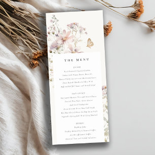 Cartão de Menu Botânico de Casamento de Lilac Wild