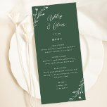 Cartão de Menu Botânico Verde-Escuro Russo<br><div class="desc">Este maravilhoso cartão de recepção de casamento apresenta um adorável fundo verde profundo com flores silvestres desenhadas à mão e tipografia elegante em branco. Juntos, esses elementos criam um cardápio de casamento rústico, mas elegante, que seria perfeito para um casamento romântico em qualquer época do ano. Esta design coordena-se com...</div>