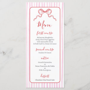 Cartão de menu branco, cor-de-rosa e vermelho