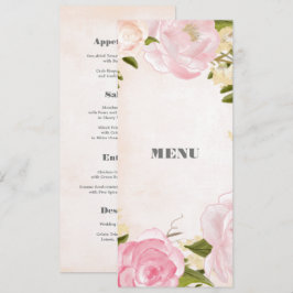 Cartão de Menu Casamento de Cores d'Água para Peõe