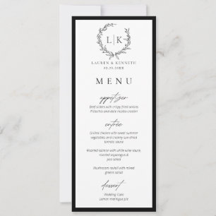 Cartão de Menu Casamento de Transferência Instantâ