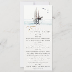 Cartão de Menu Casamento de Yacht de Navegação Náu