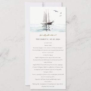 Cartão de Menu Casamento de Yacht de Navegação Náu