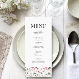Cartão de Menu Casamento Pano-Pano Cor-de-Rosa