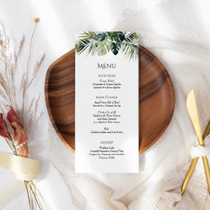 Cartão de Menu Casamento Tropical - Design Botânic