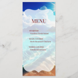 Cartão de Menu Casamento Tropical Praia Recortado