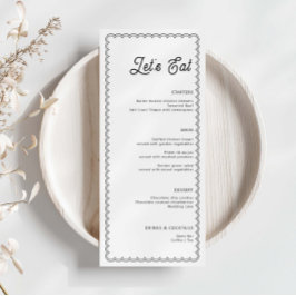 Cartão de menu com borda rendilhada minimalista e 