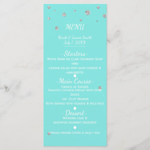 Cartão de Menu com Lantejoulas Faux Glam Azul e Pr