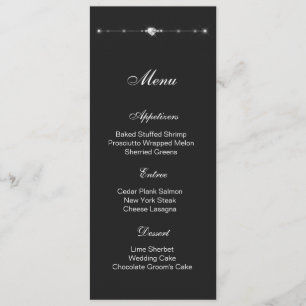 Cartão de Menu Coração de Diamante