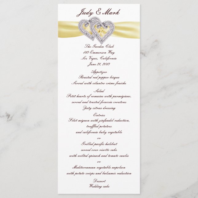 Cartão de Menu Corações de Limão Personalizado (Frente)