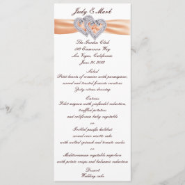 Cartão de Menu Corações Tangerino Personalizado