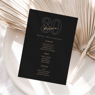 Cartão de Menu da Festa de Aniversário de 80 Anos