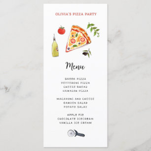 Cartão de Menu da Festa de Pizza Cuja