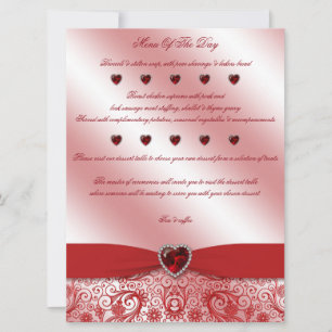 Cartão de Menu de Aniversário de Casamento Rubi nº