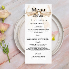 Cartão de menu de aniversário do arco Beige Creme