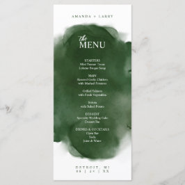 Cartão de Menu de Aquarela Verde Moderno e Limpo