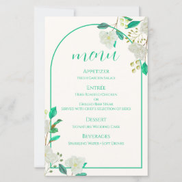 Cartão de Menu de Arco Floral Branco